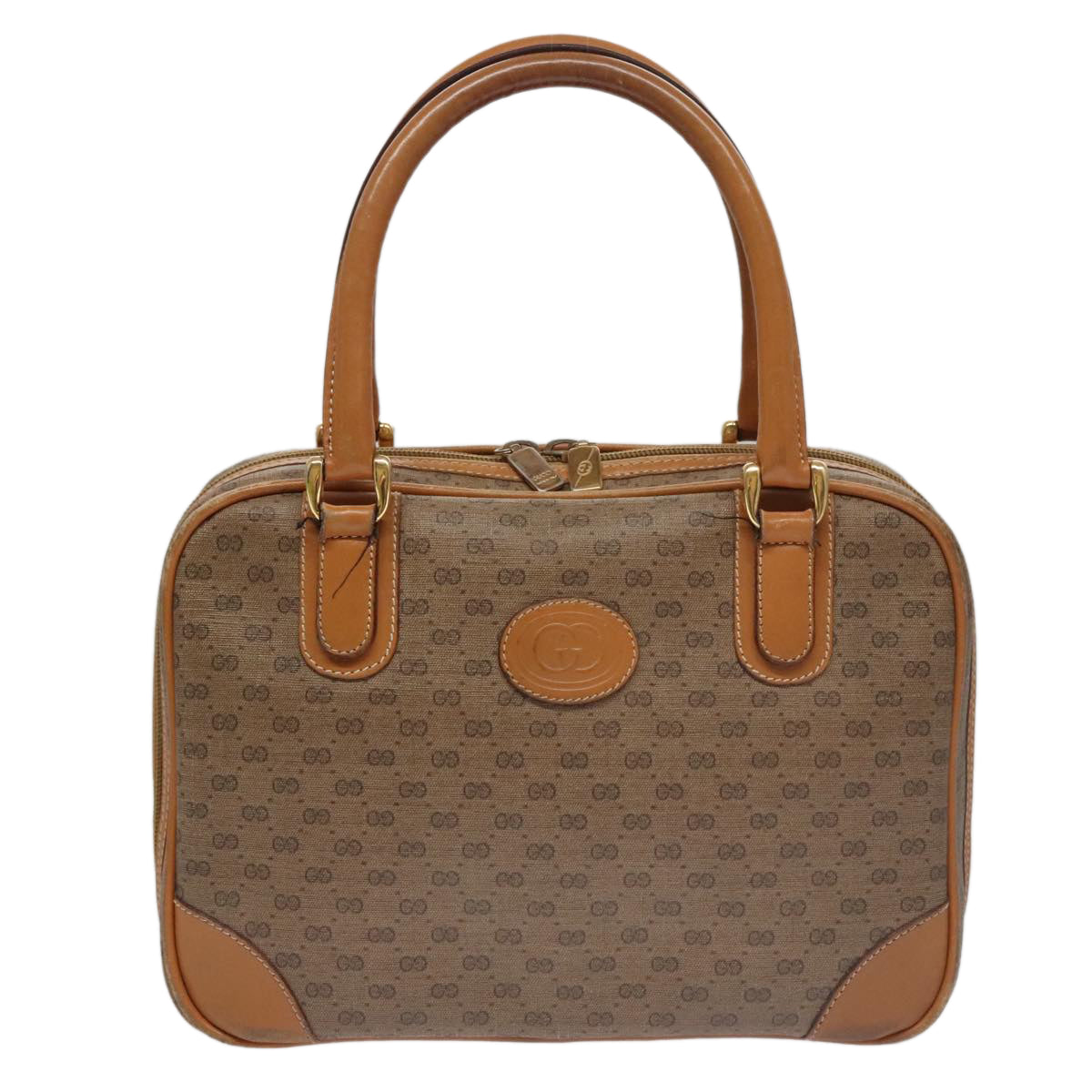 GUCCI Micro GG Supreme Hand Bag PVC Leather Beige Gold Auth ep6917