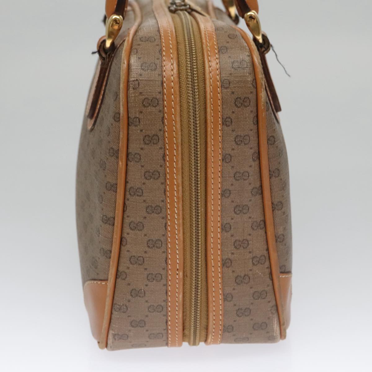 GUCCI Micro GG Supreme Hand Bag PVC Leather Beige Gold Auth ep6917