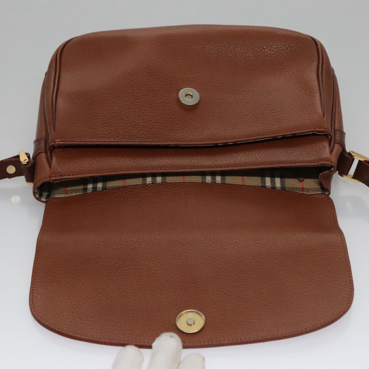 Burberrys Shoulder Bag Leather Brown Auth ep6981