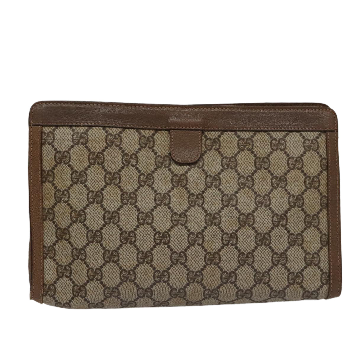 GUCCI GG Supreme Web Sherry Line Clutch Bag PVC Beige Red 89 01 033 Auth ep6982