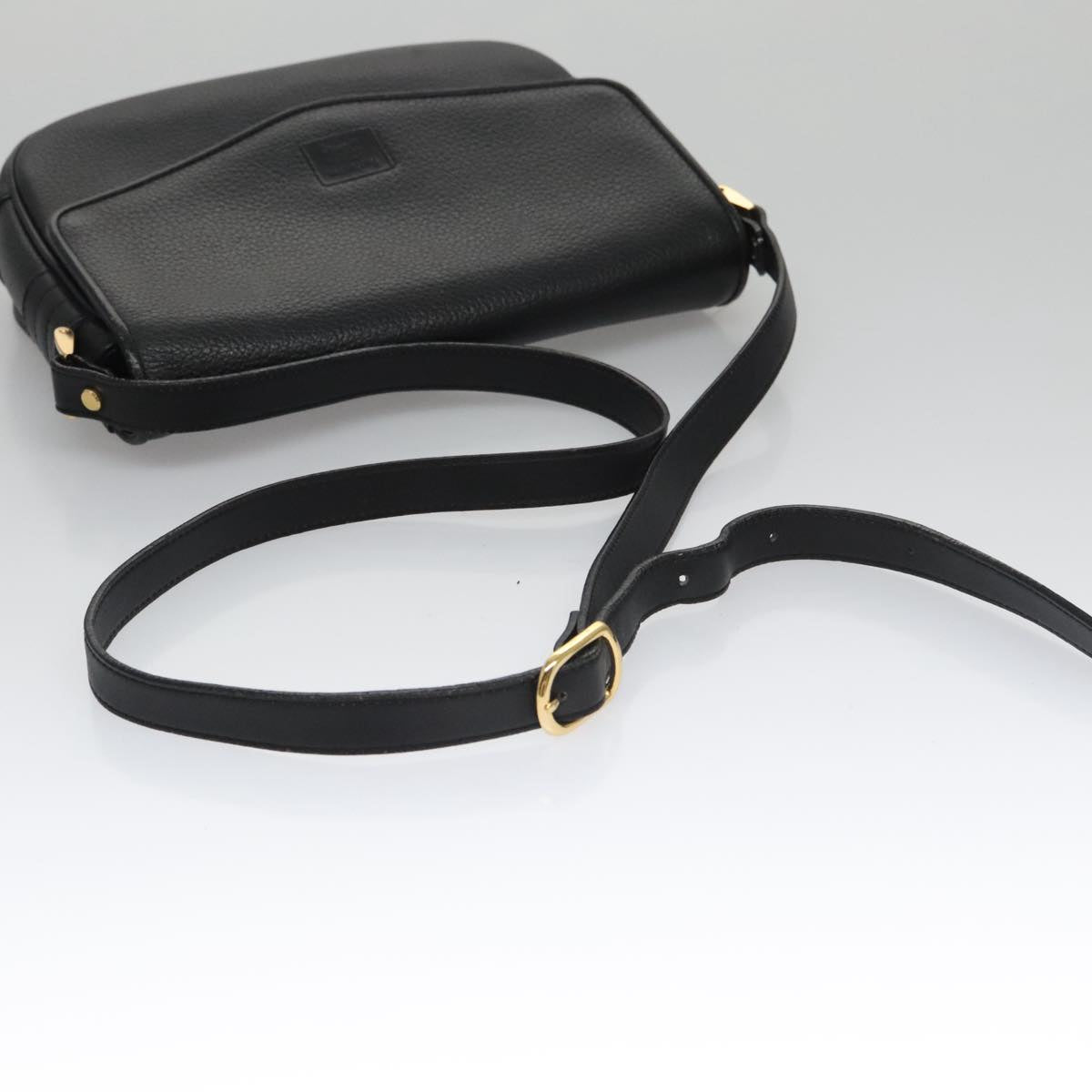 Burberrys Shoulder Bag Leather Black Gold Auth ep6988