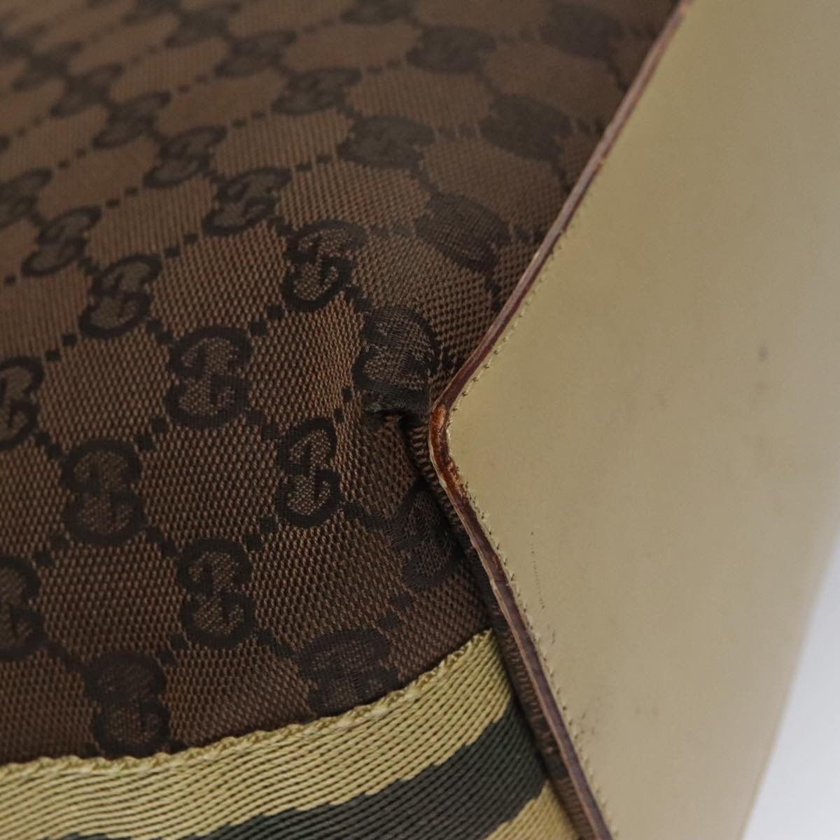 GUCCI GG Canvas Sherry Line Tote Bag Brown 31243 Auth ep7003