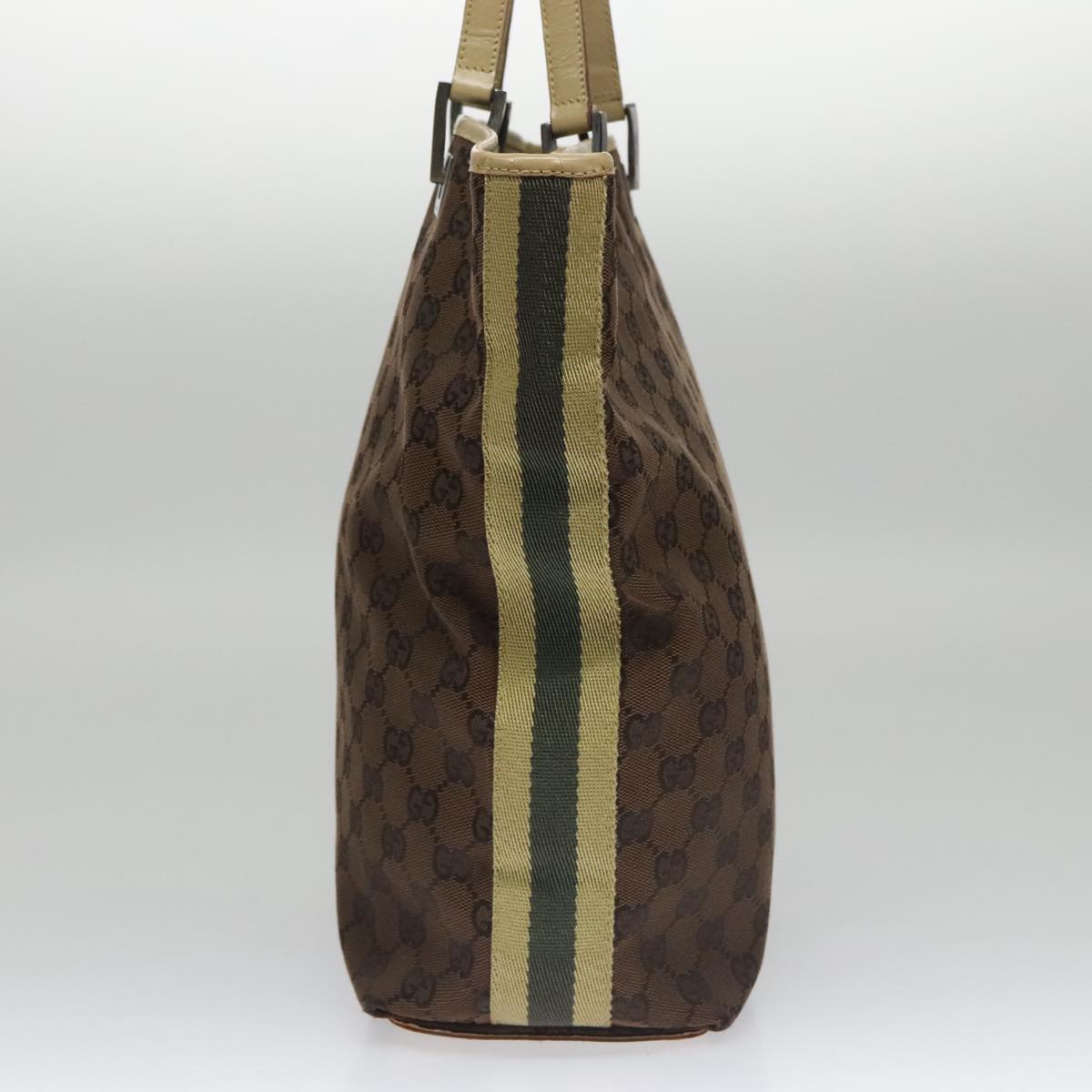 GUCCI GG Canvas Sherry Line Tote Bag Brown 31243 Auth ep7003