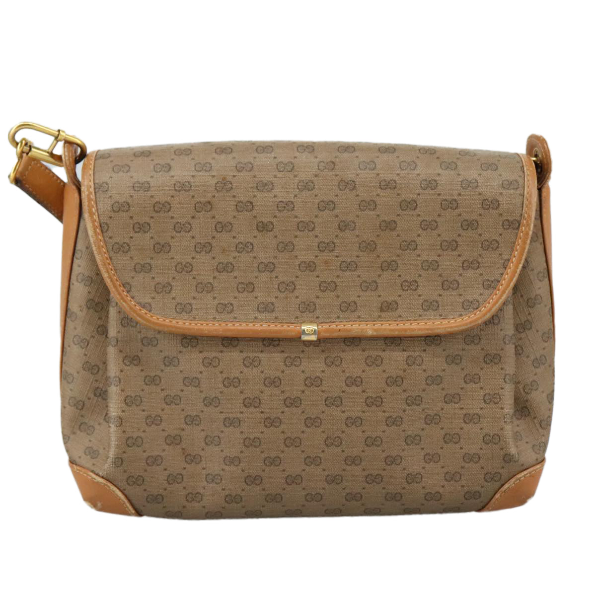 GUCCI Micro GG Supreme Shoulder Bag PVC Beige Gold Auth ep7034