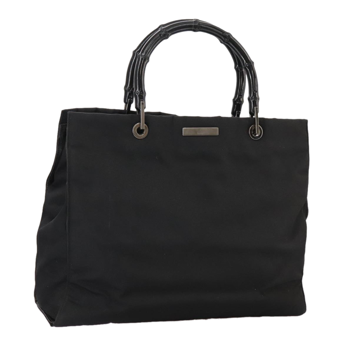 GUCCI Bamboo Hand Bag Nylon Black 002 1010 3444 Auth ep7044