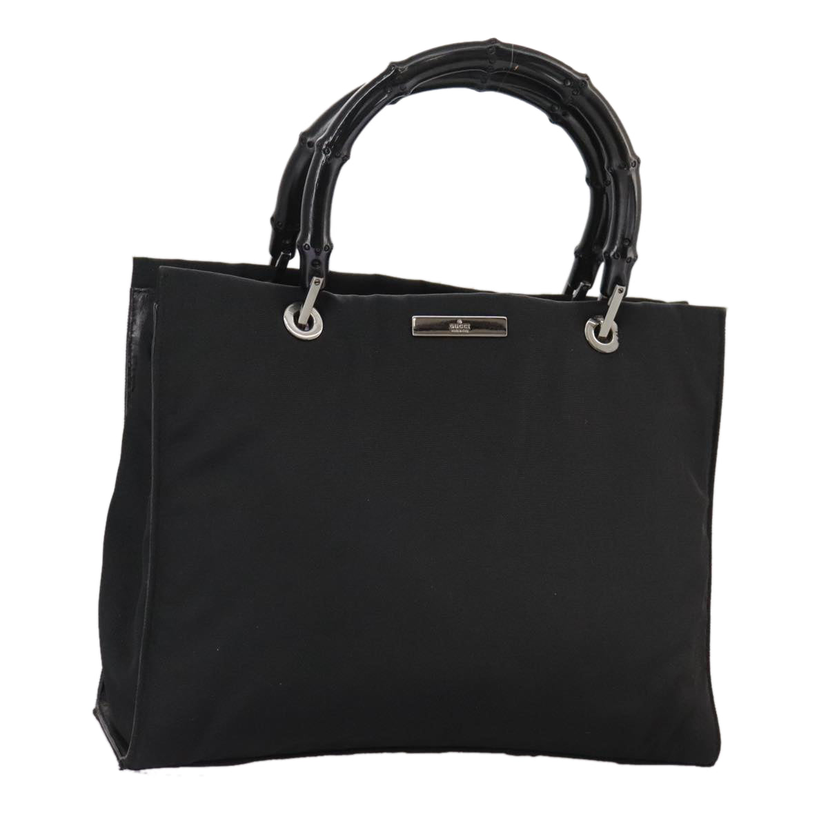 GUCCI Bamboo Hand Bag Nylon Black 002 1016 Auth ep7046
