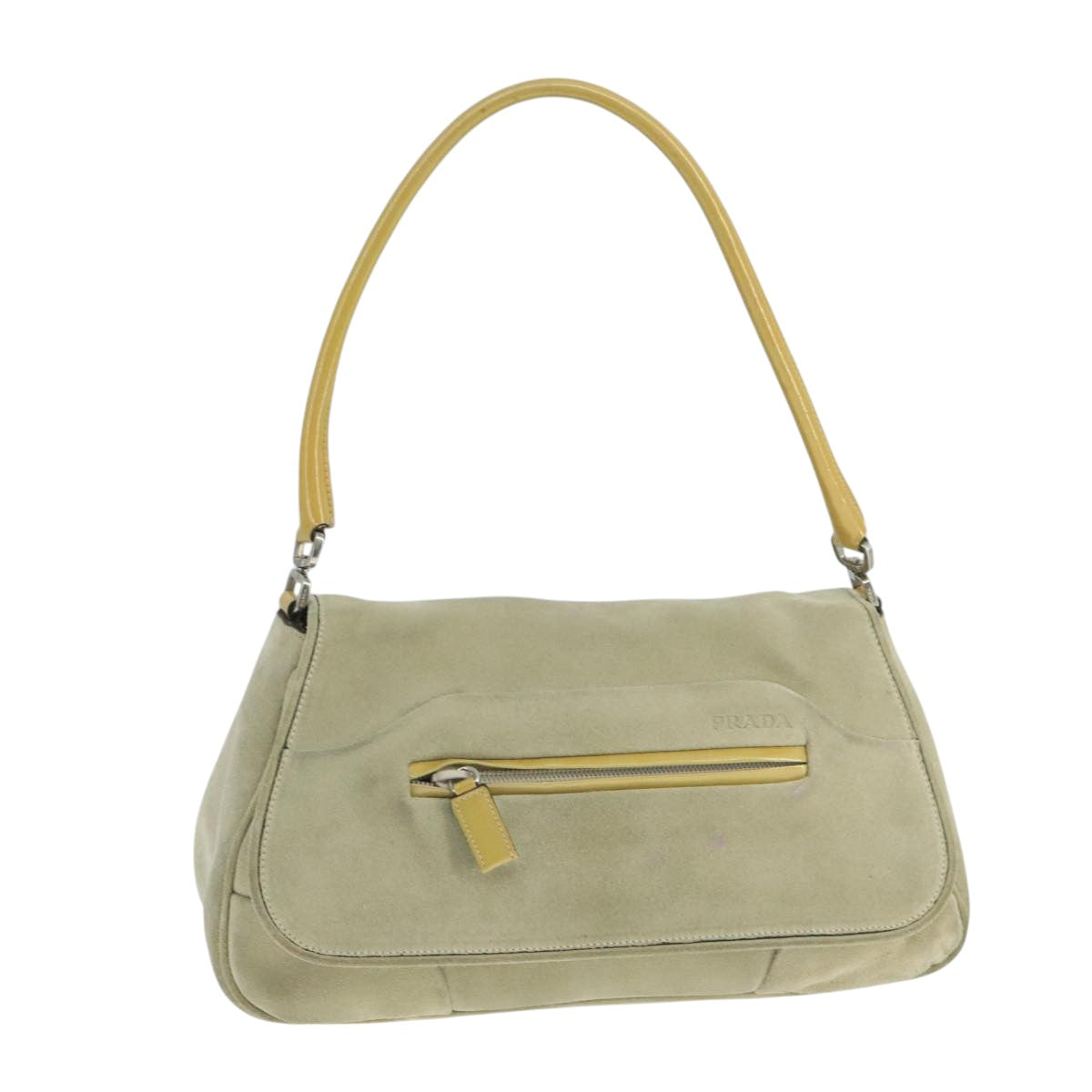 PRADA Shoulder Bag Suede Beige Auth ep7061