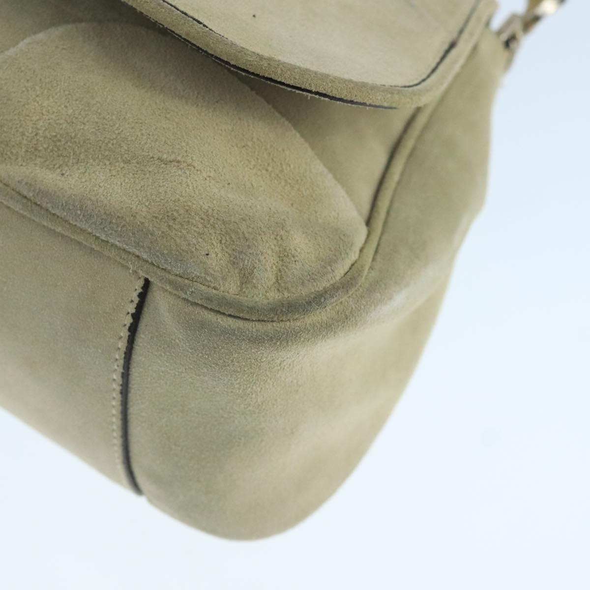 PRADA Shoulder Bag Suede Beige Auth ep7061