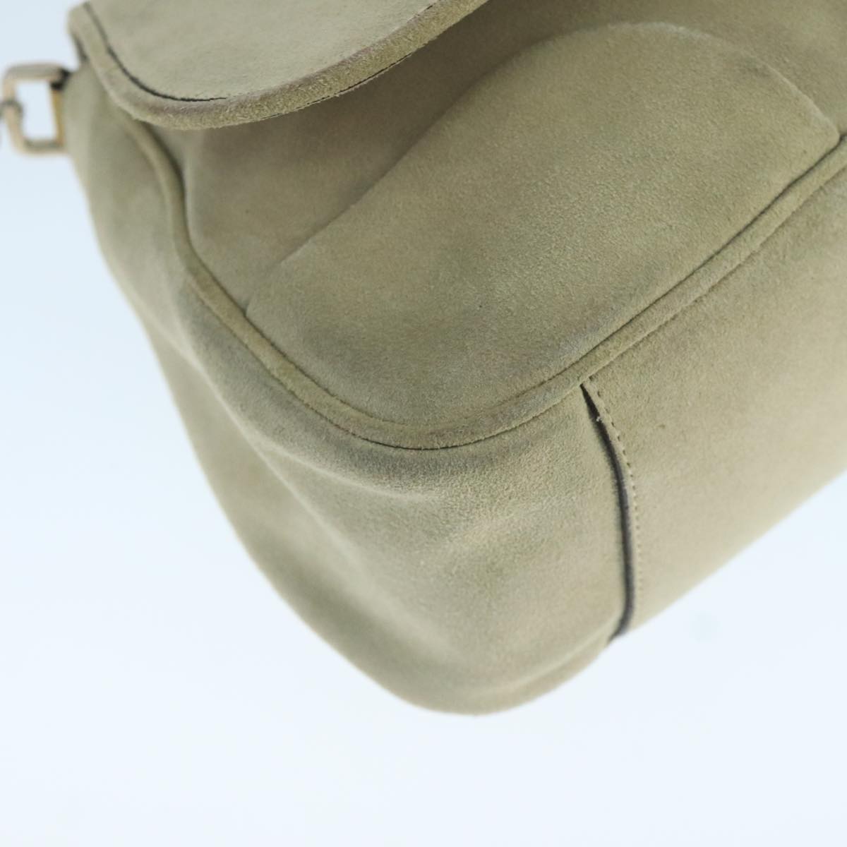 PRADA Shoulder Bag Suede Beige Auth ep7061