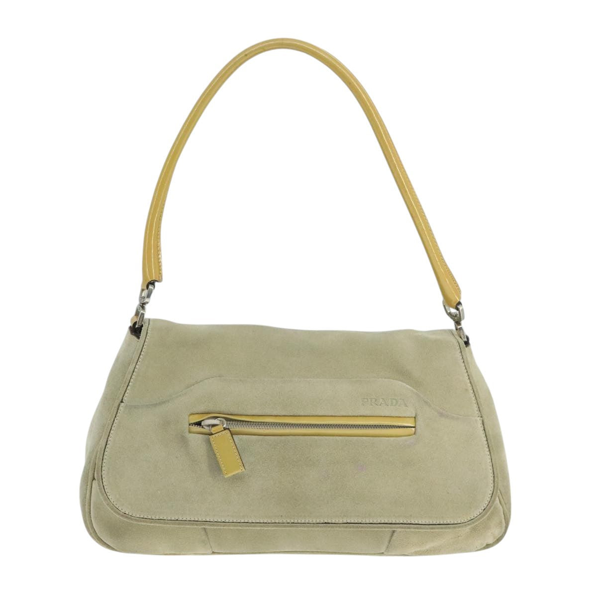 PRADA Shoulder Bag Suede Beige Auth ep7061