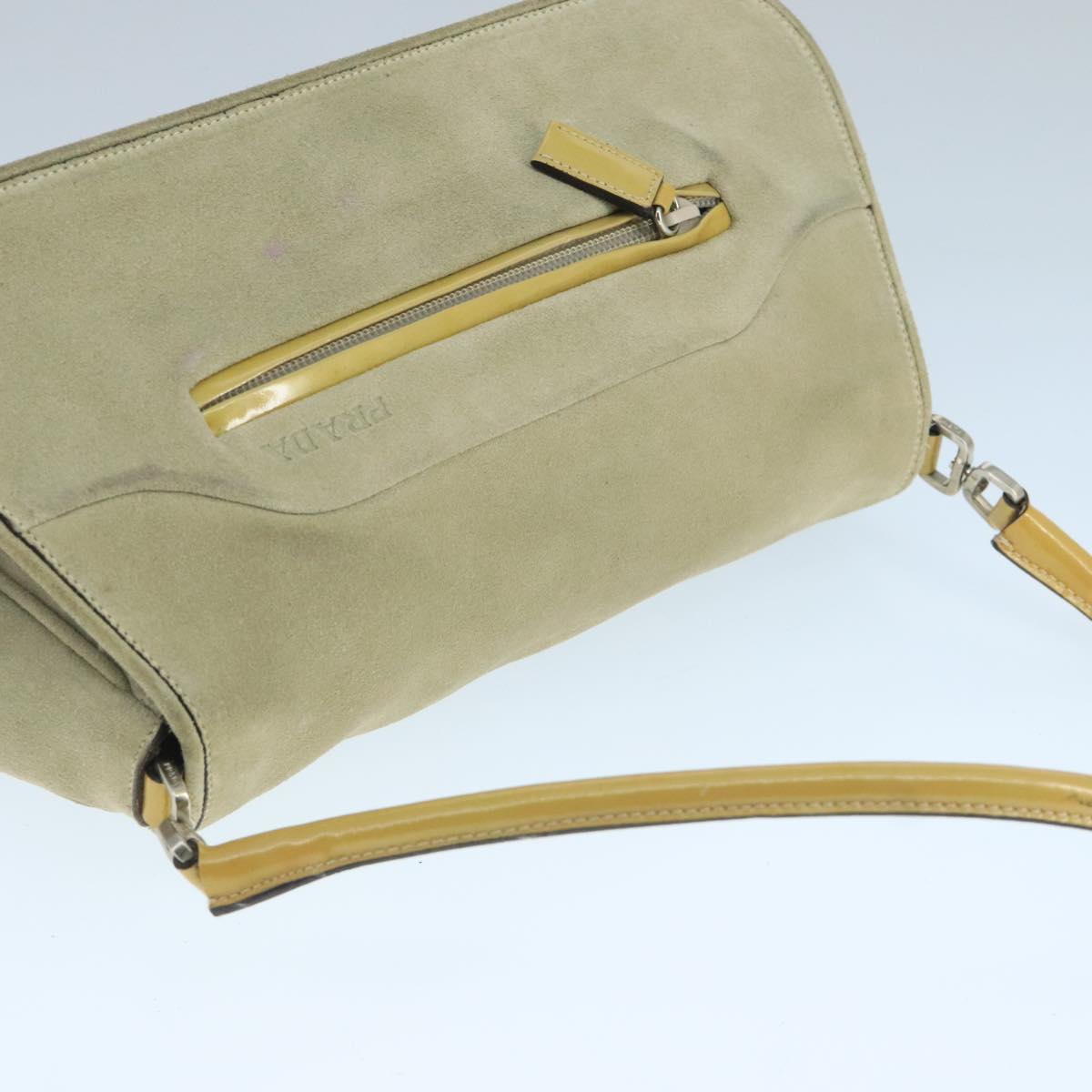 PRADA Shoulder Bag Suede Beige Auth ep7061