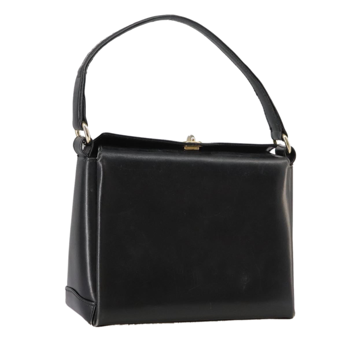 GUCCI Hand Bag Leather Black Gold Auth ep7067
