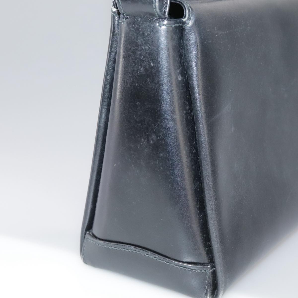 GUCCI Hand Bag Leather Black Gold Auth ep7067