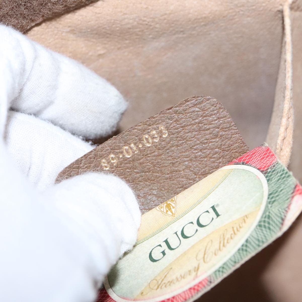 GUCCI GG Supreme Web Sherry Line Clutch Bag PVC Beige Red 89 01 033 Auth ep7068