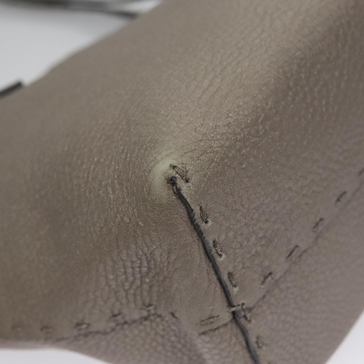 FENDI Celeria Hand Bag Leather Silver Auth ep7070