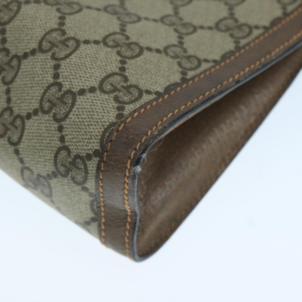 GUCCI GG Supreme Web Sherry Line Clutch Bag PVC Beige Red 64 01 001 Auth ep7072