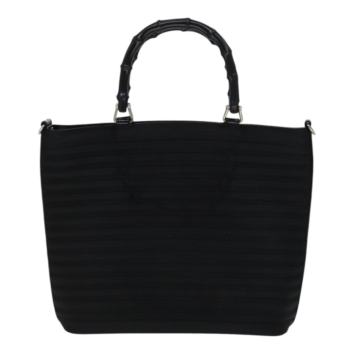 GUCCI Bamboo Hand Bag Nylon 2way Black 000 1705 0588 Auth ep7106
