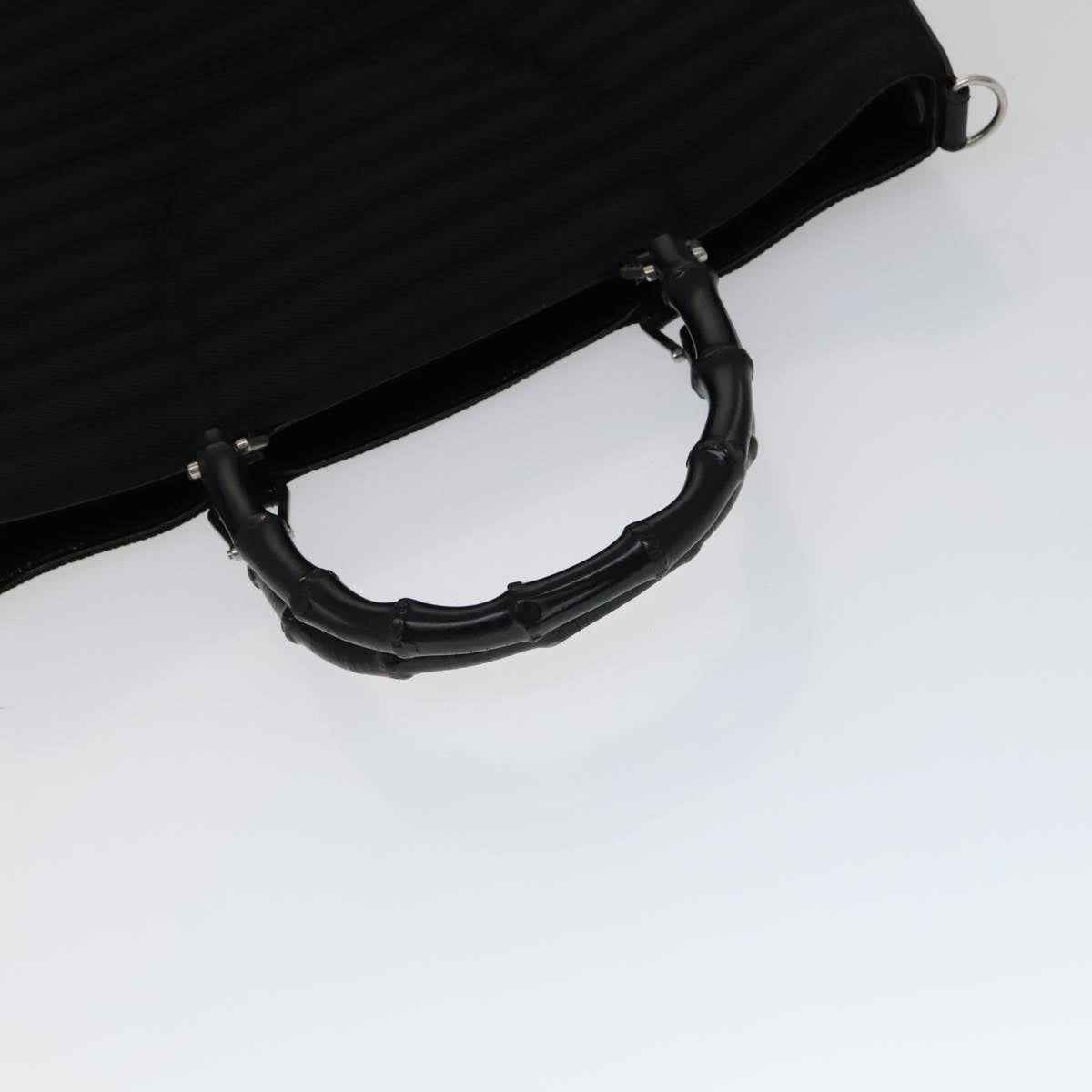 GUCCI Bamboo Hand Bag Nylon 2way Black 000 1705 0588 Auth ep7106