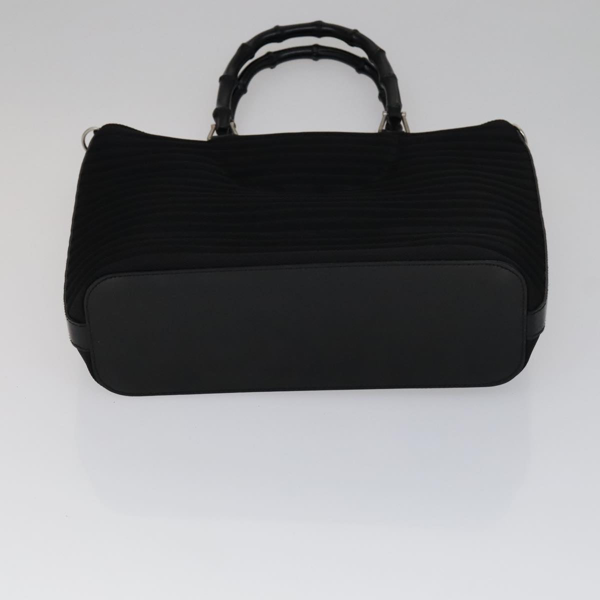 GUCCI Bamboo Hand Bag Nylon 2way Black 000 1705 0588 Auth ep7106