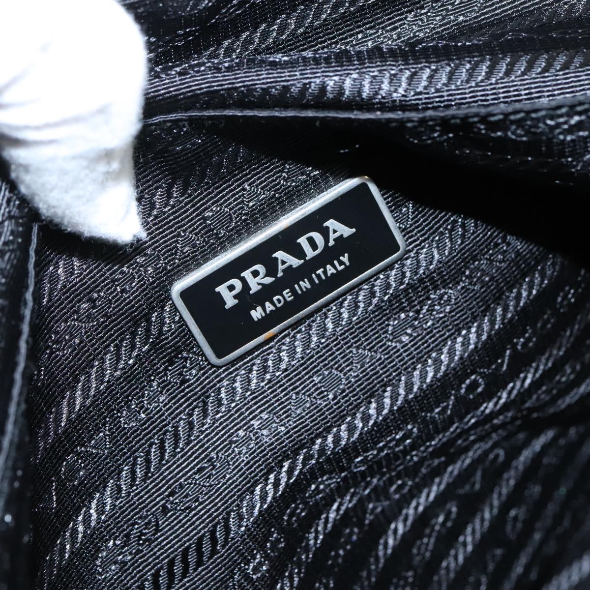 PRADA Shoulder Bag Nylon Black Silver Auth ep7117