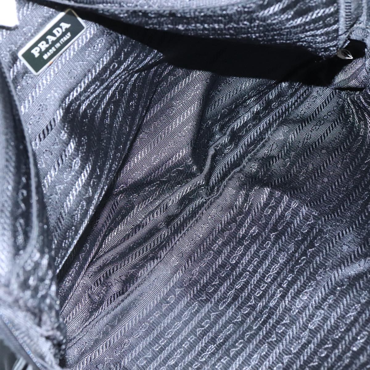 PRADA Shoulder Bag Nylon Black Silver Auth ep7117
