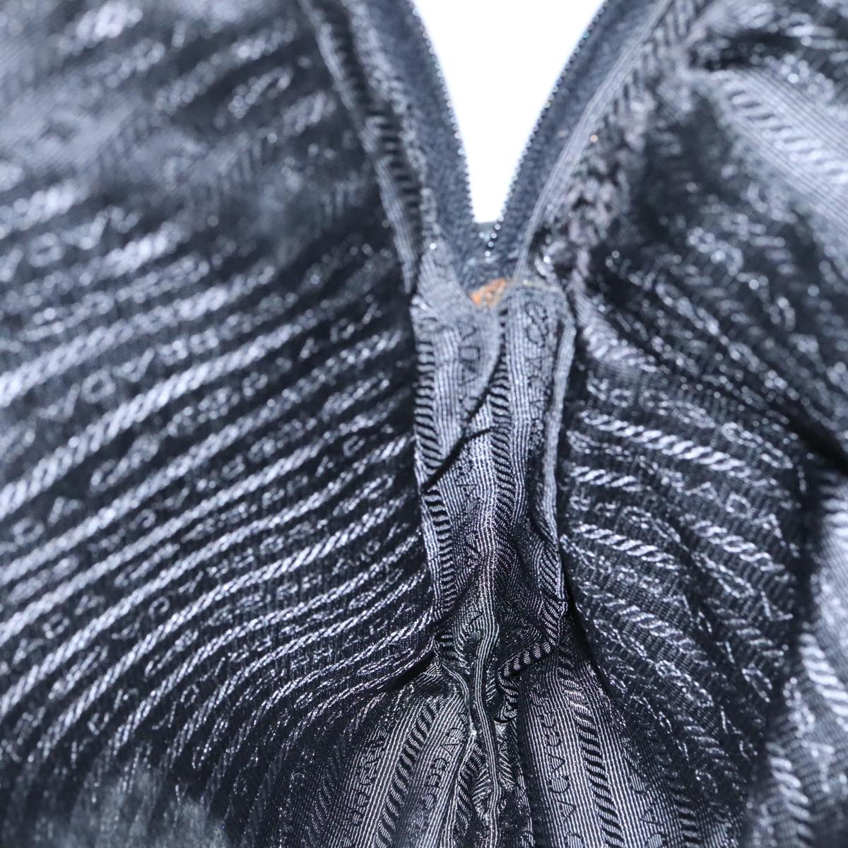 PRADA Shoulder Bag Nylon Black Silver Auth ep7117