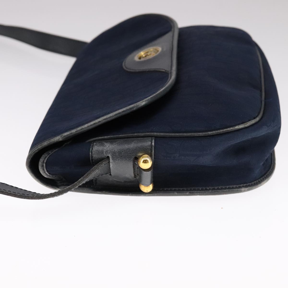 Christian Dior Trotter Canvas Shoulder Bag Navy Auth ep7123