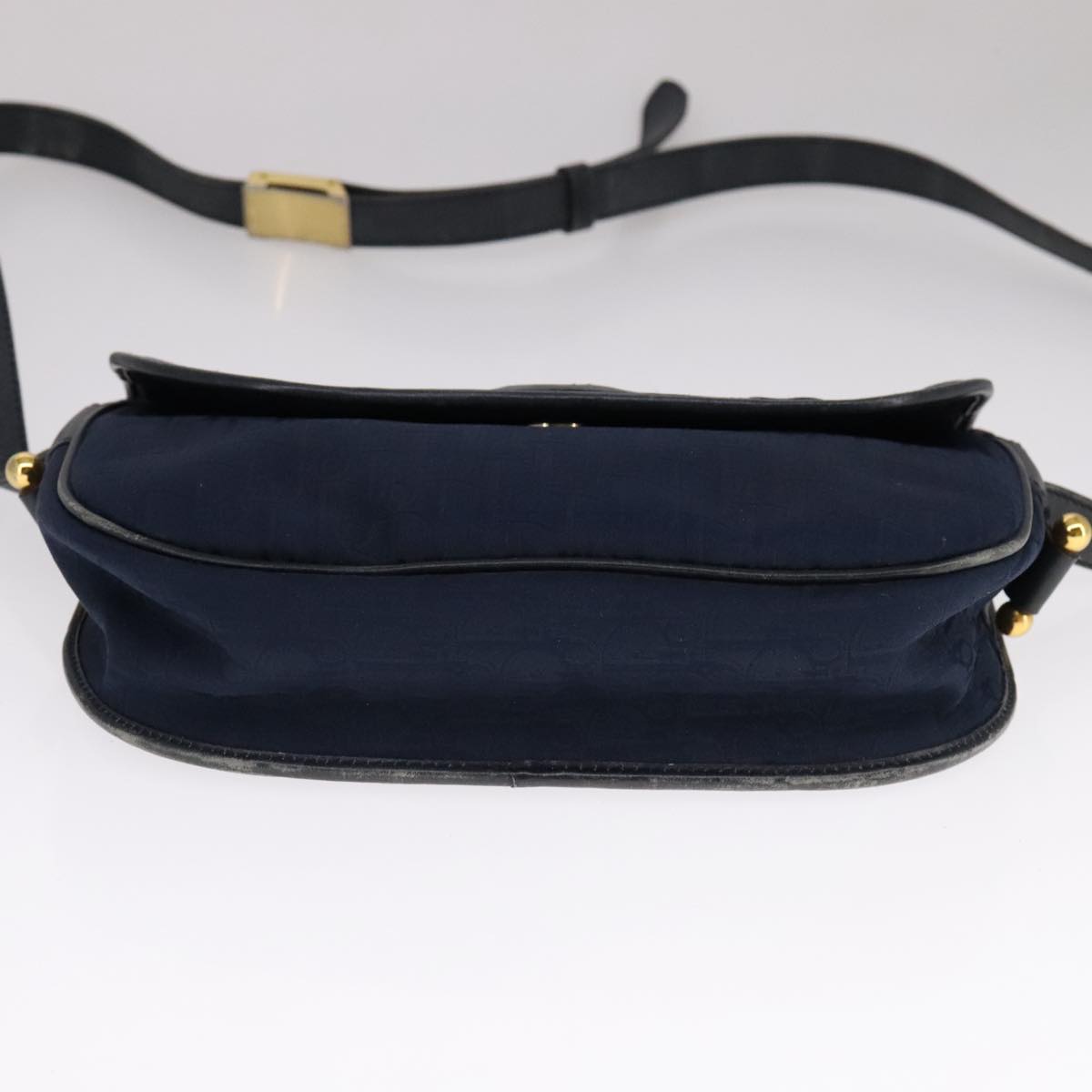 Christian Dior Trotter Canvas Shoulder Bag Navy Auth ep7123