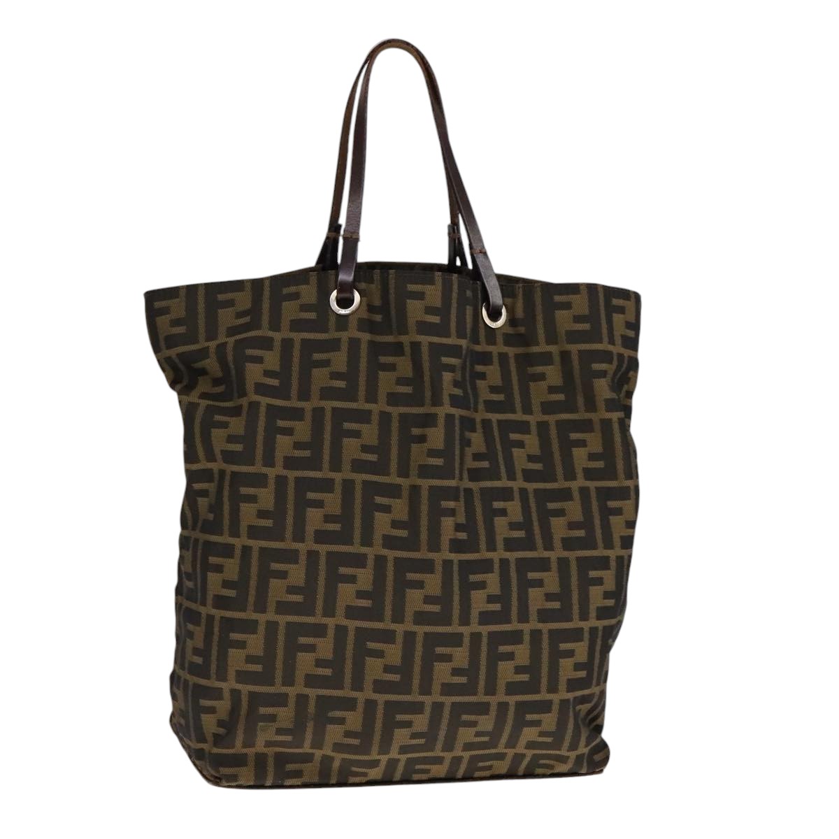 FENDI Zucca Canvas Hand Bag Brown Black Auth ep7128