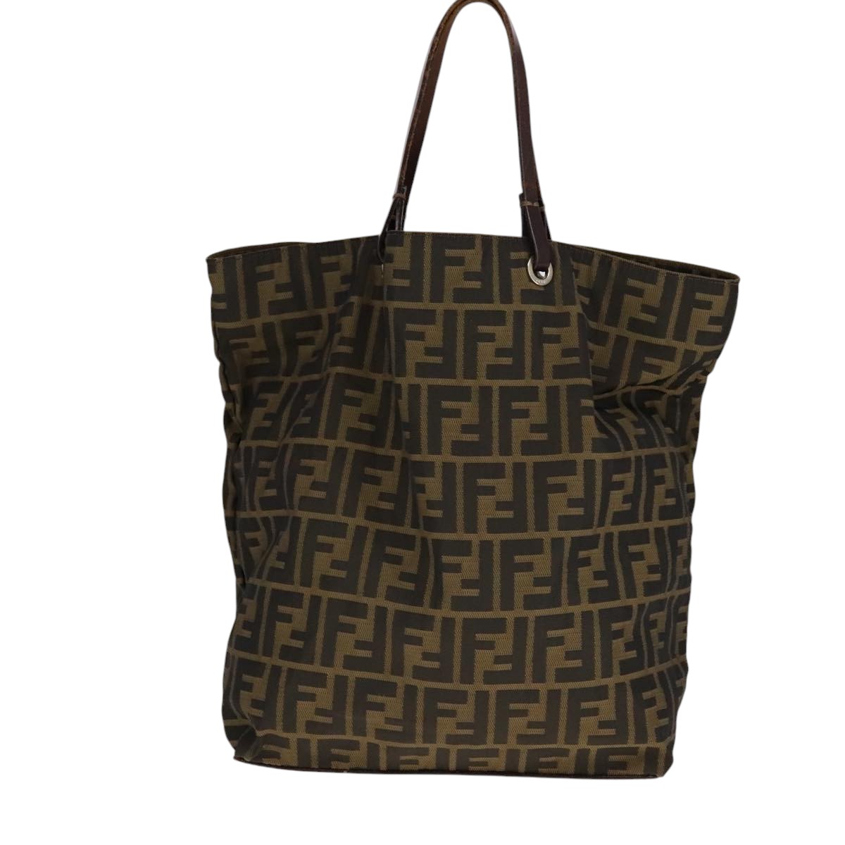 FENDI Zucca Canvas Hand Bag Brown Black Auth ep7128