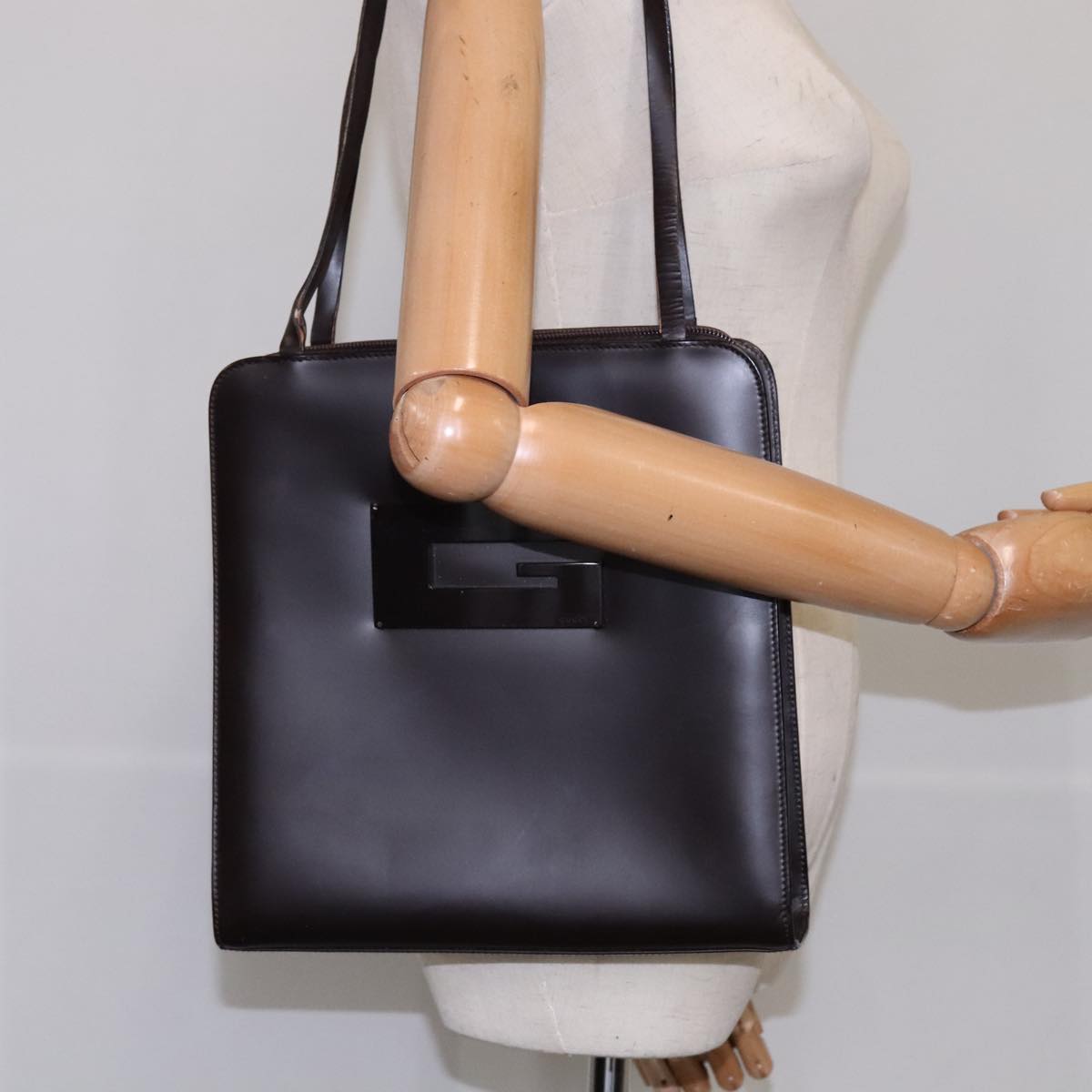 GUCCI Shoulder Bag Patent leather Brown 002 1007 3444 Auth ep7129