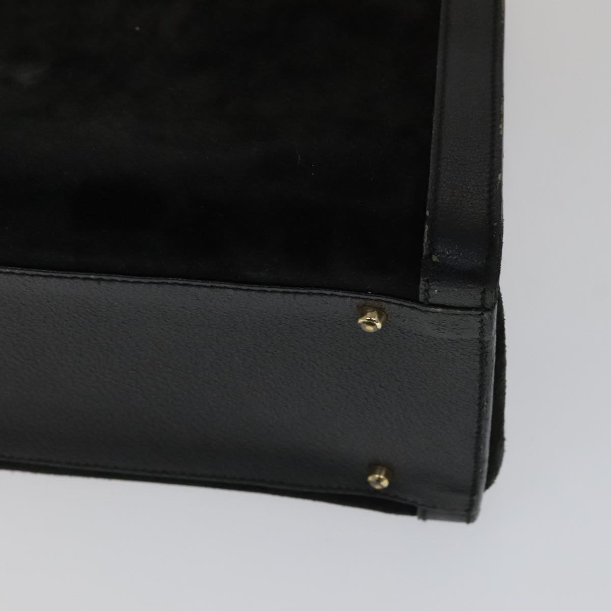 GUCCI Bamboo Hand Bag Leather Suede Black Gold 002 1186 0260 Auth ep7136