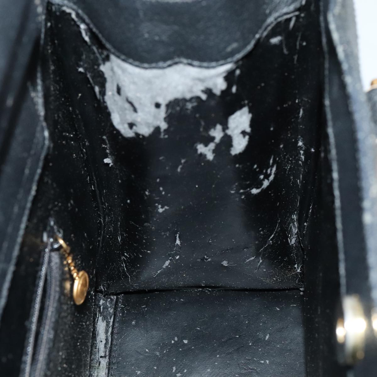 GUCCI Bamboo Hand Bag Leather Suede Black Gold 002 1186 0260 Auth ep7136