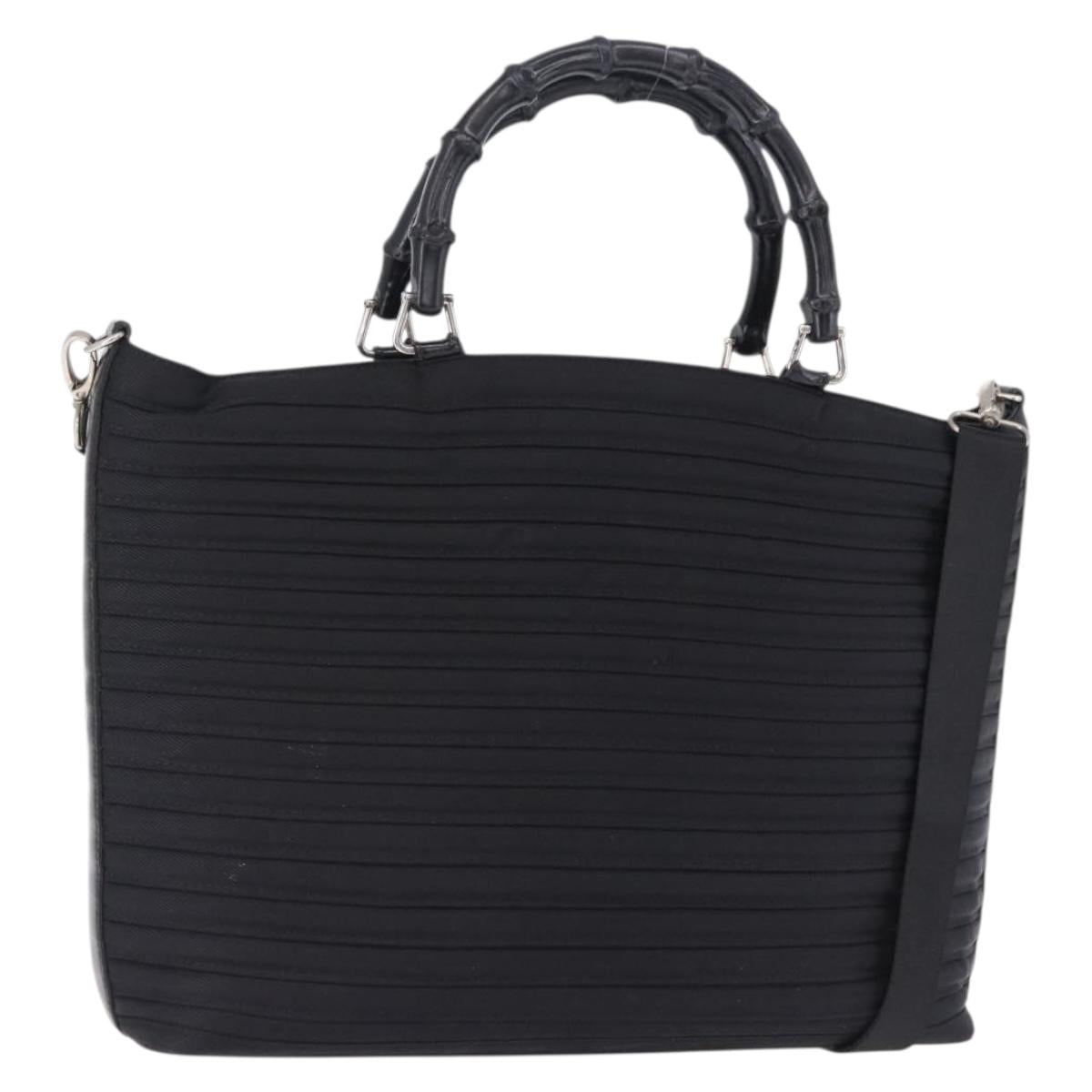 GUCCI Bamboo Hand Bag Nylon 2way Black Auth ep7254