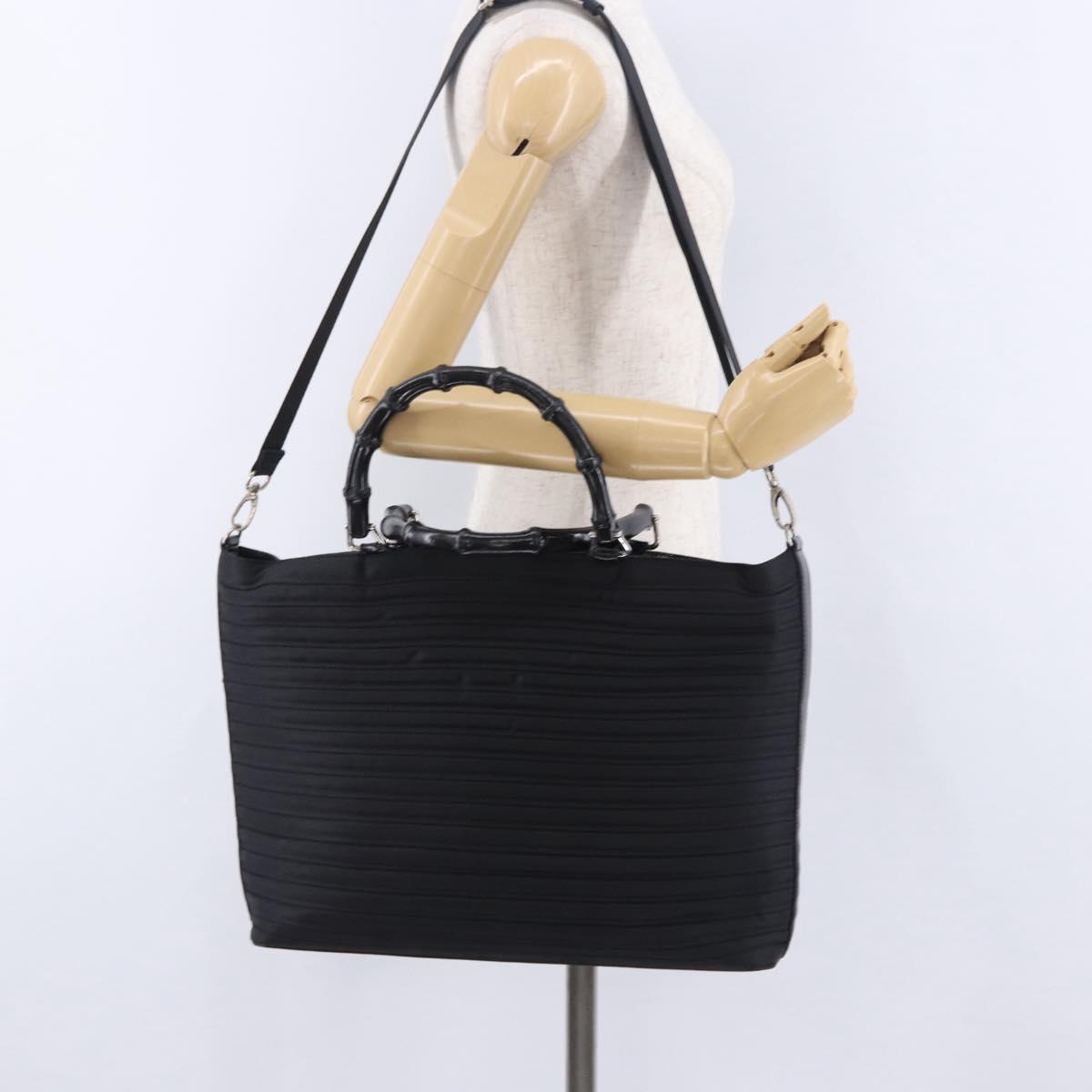 GUCCI Bamboo Hand Bag Nylon 2way Black Auth ep7254
