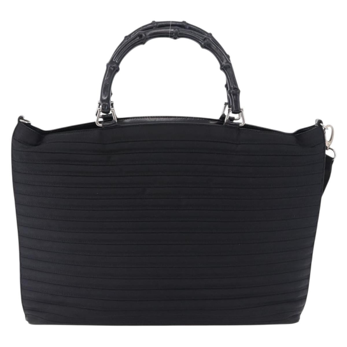 GUCCI Bamboo Hand Bag Nylon 2way Black Auth ep7254