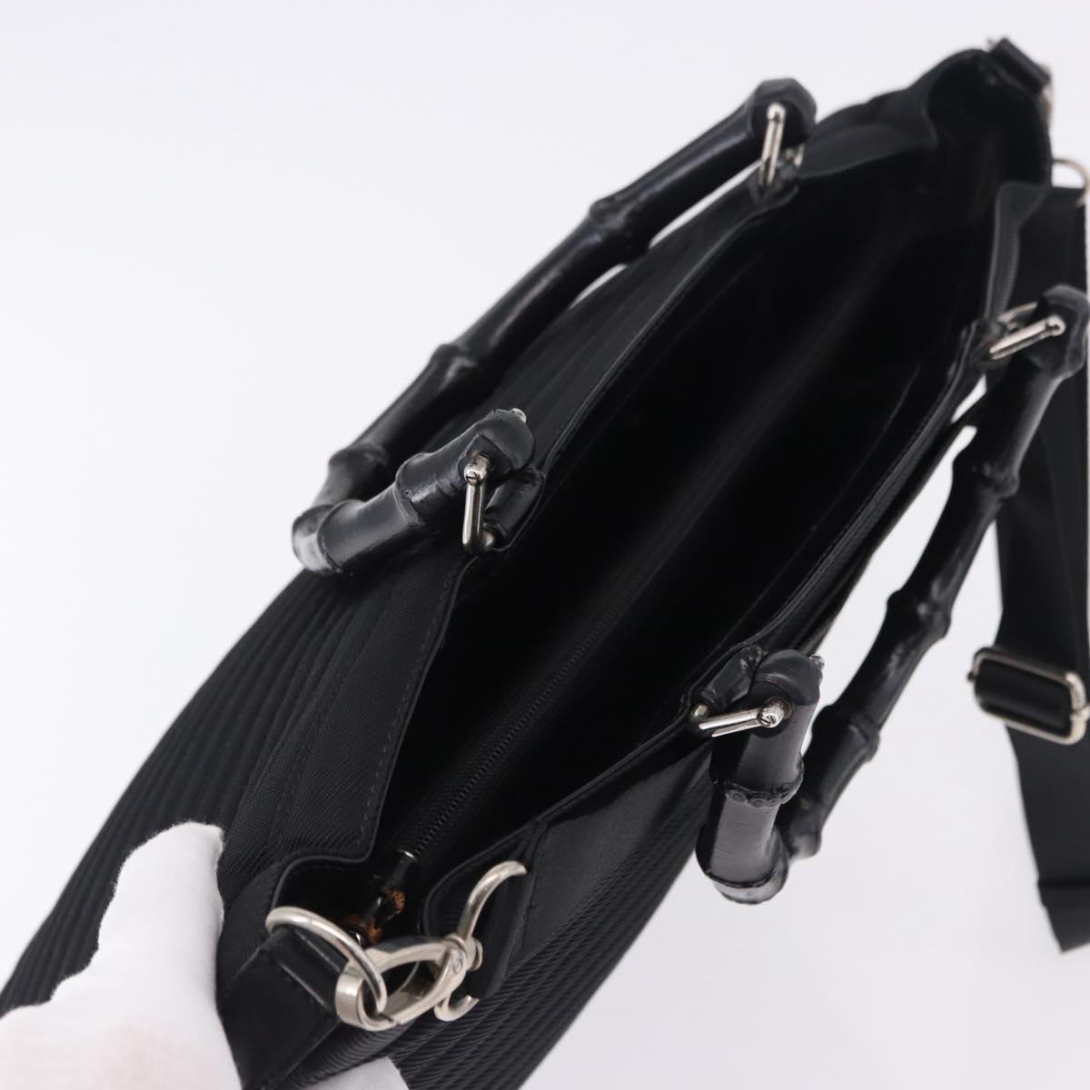 GUCCI Bamboo Hand Bag Nylon 2way Black Auth ep7254