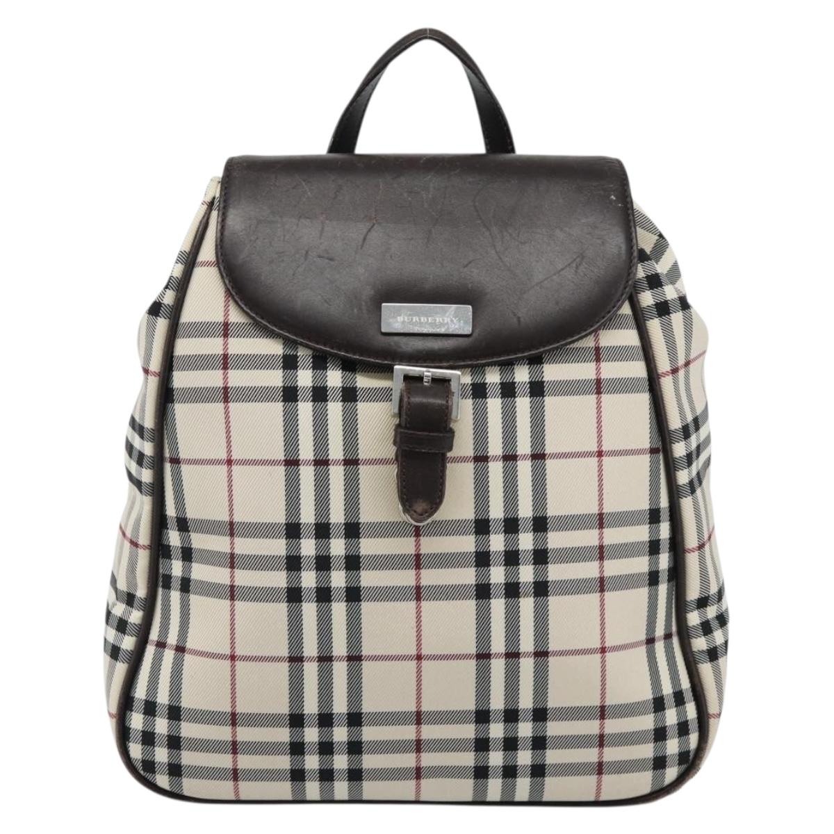 BURBERRY Nova Check Backpack Canvas Beige Brown Auth ep7277