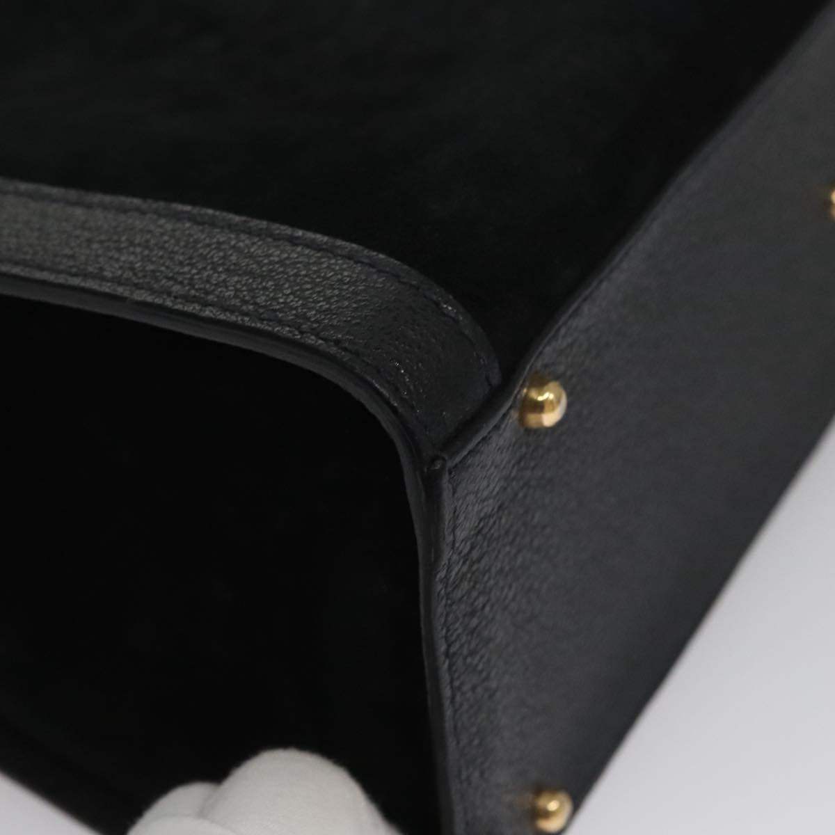 GUCCI Bamboo Hand Bag Suede Leather Black Auth ep7313