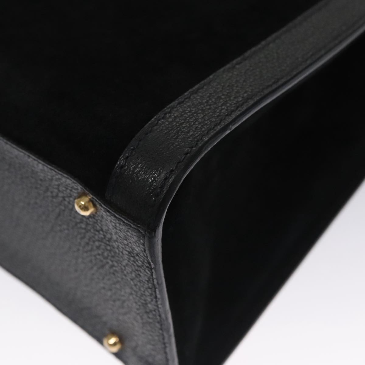 GUCCI Bamboo Hand Bag Suede Leather Black Auth ep7313