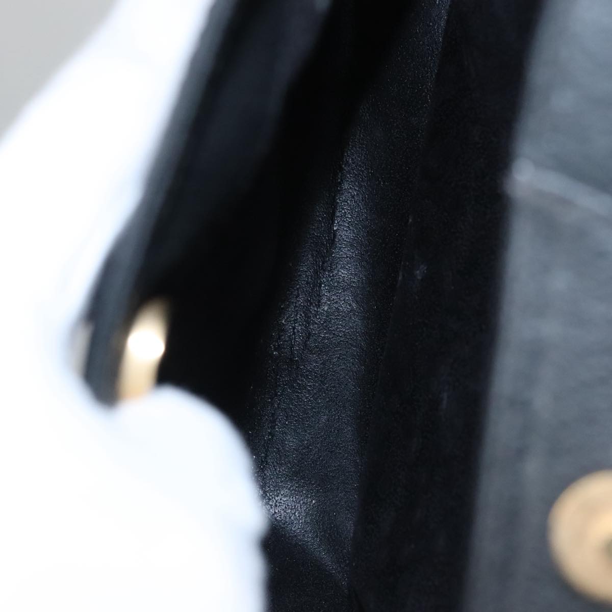 GUCCI Bamboo Hand Bag Suede Leather Black Auth ep7313