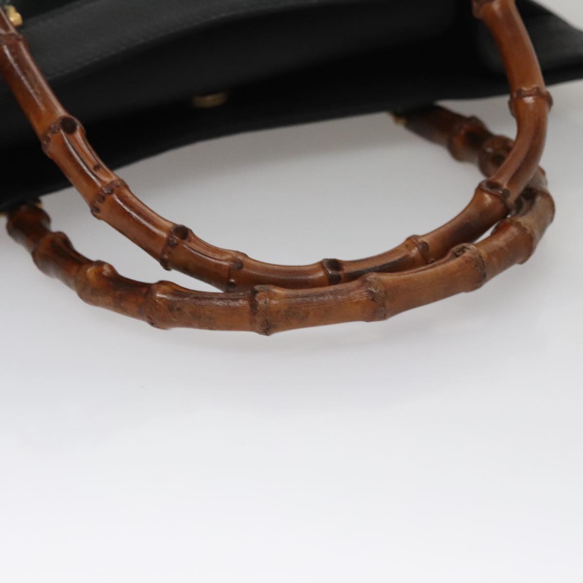 GUCCI Bamboo Hand Bag Suede Leather Black Auth ep7313