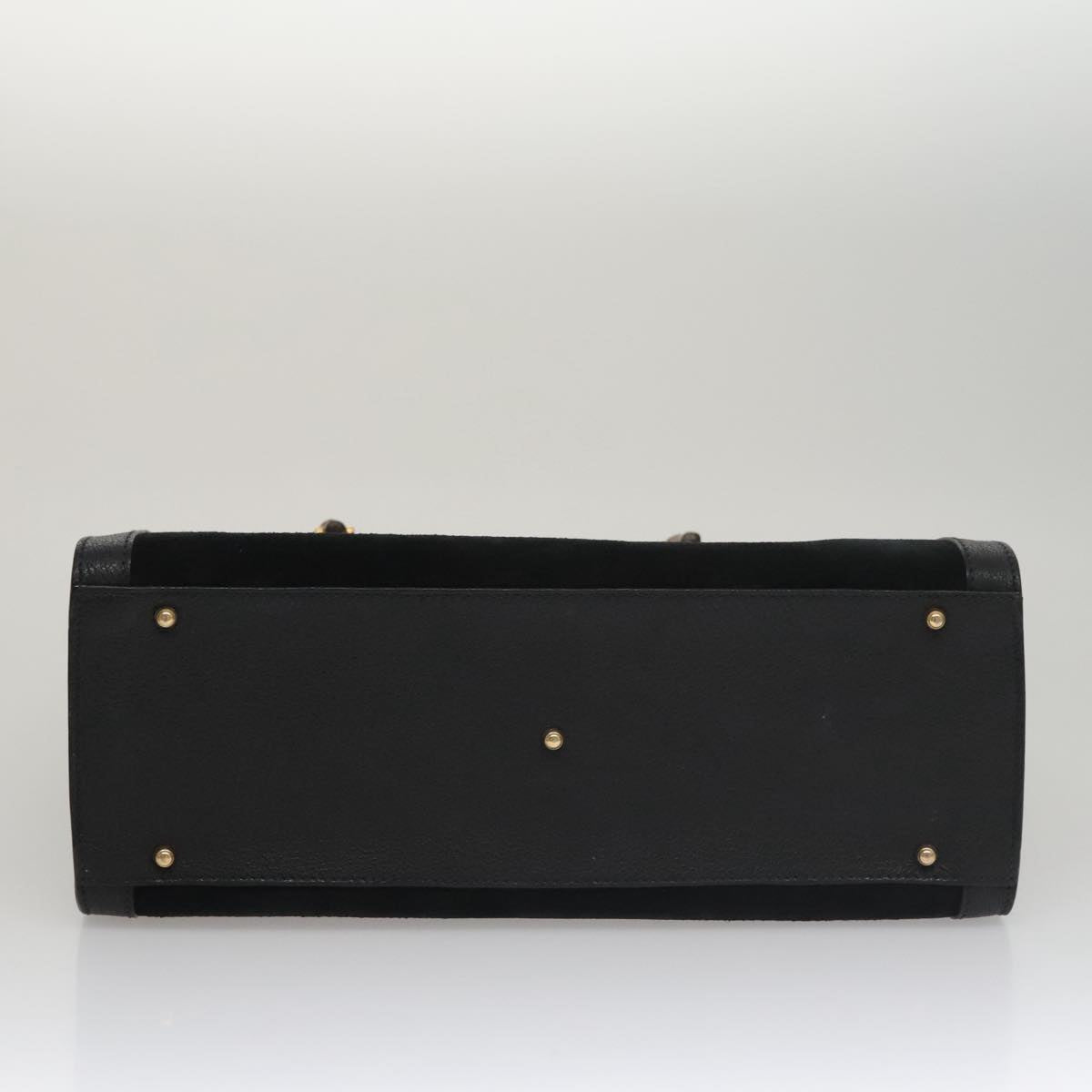 GUCCI Bamboo Hand Bag Suede Leather Black Auth ep7313