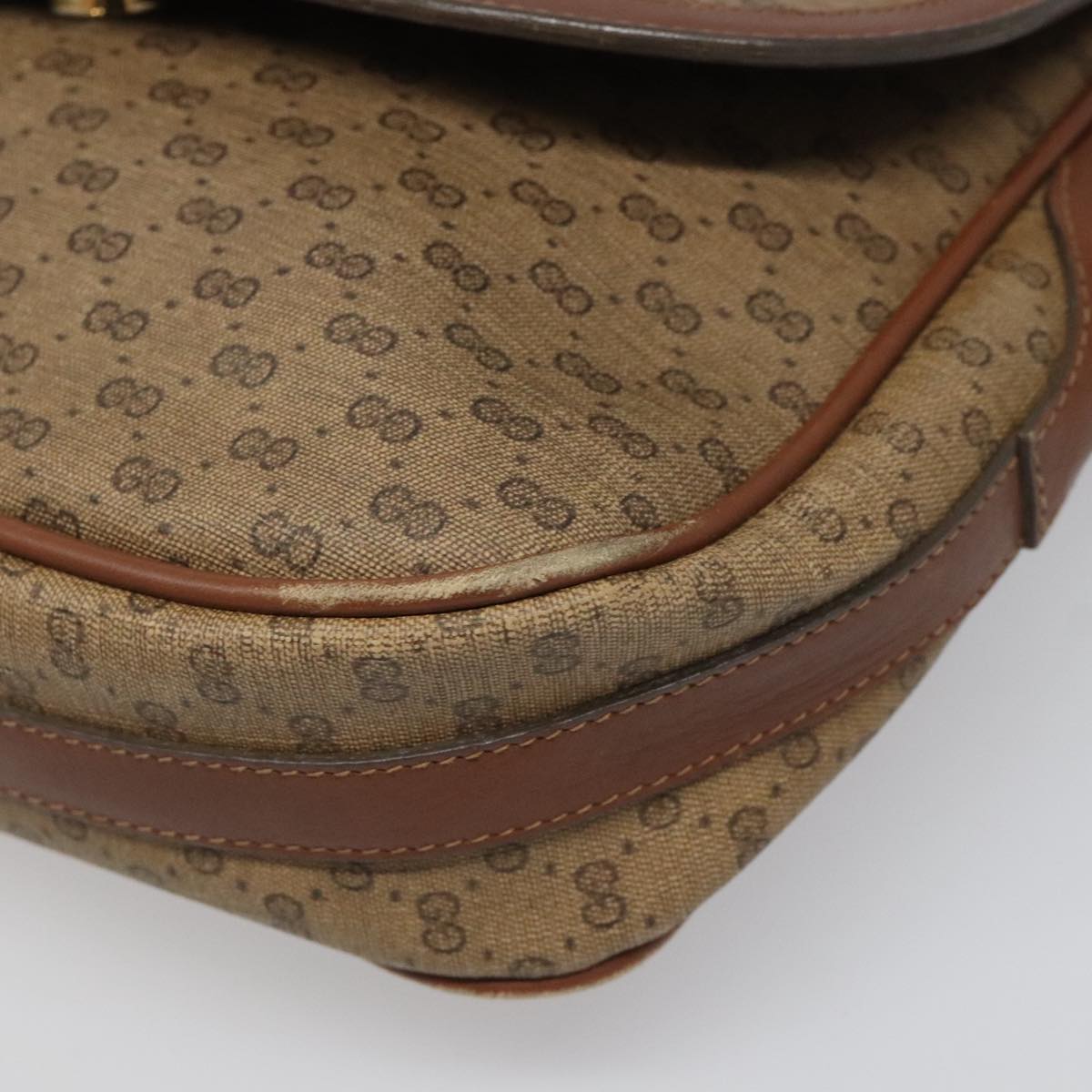 GUCCI Micro GG Canvas Shoulder Bag PVC Beige Auth ep7320
