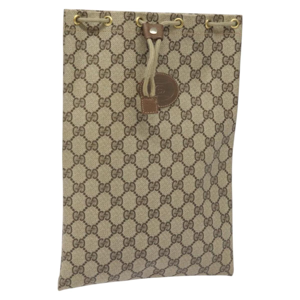 GUCCI GG Supreme Pouch PVC Leather Beige 97 19 303 Auth ep7389