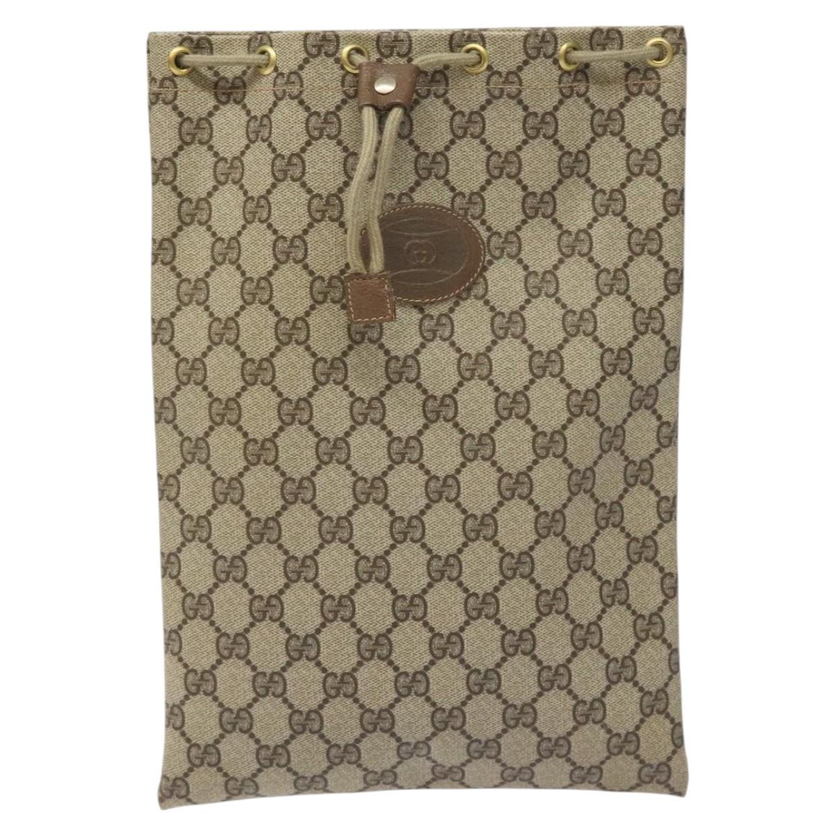 GUCCI GG Supreme Pouch PVC Leather Beige 97 19 303 Auth ep7389
