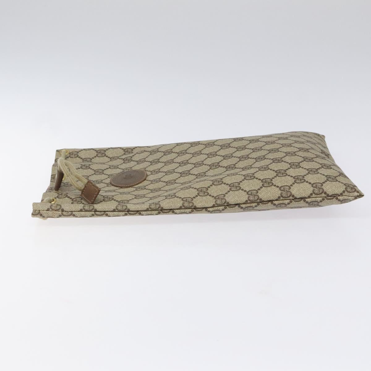 GUCCI GG Supreme Pouch PVC Leather Beige 97 19 303 Auth ep7389