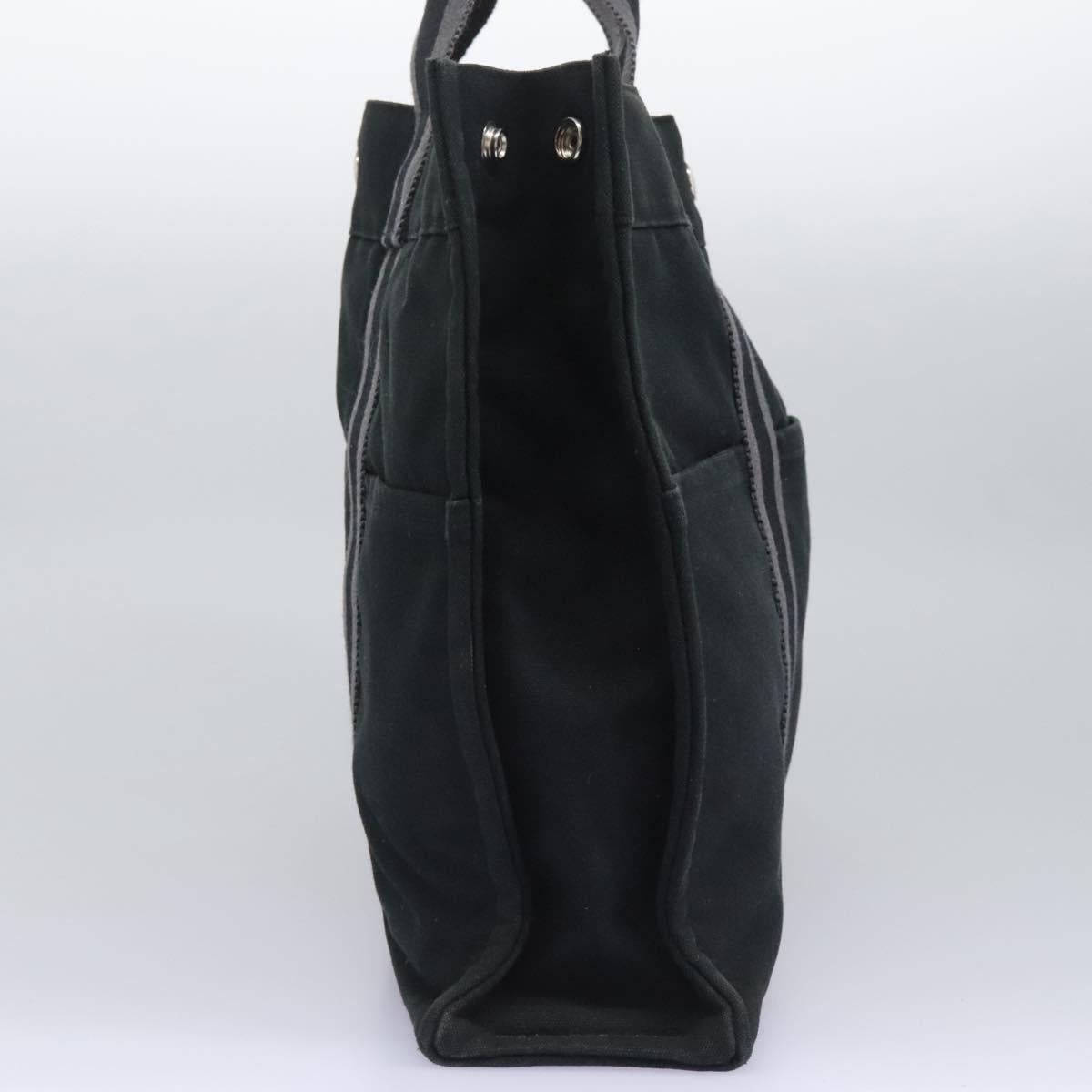HERMES Fourre Tout MM Hand Bag Canvas Black Auth ep7392
