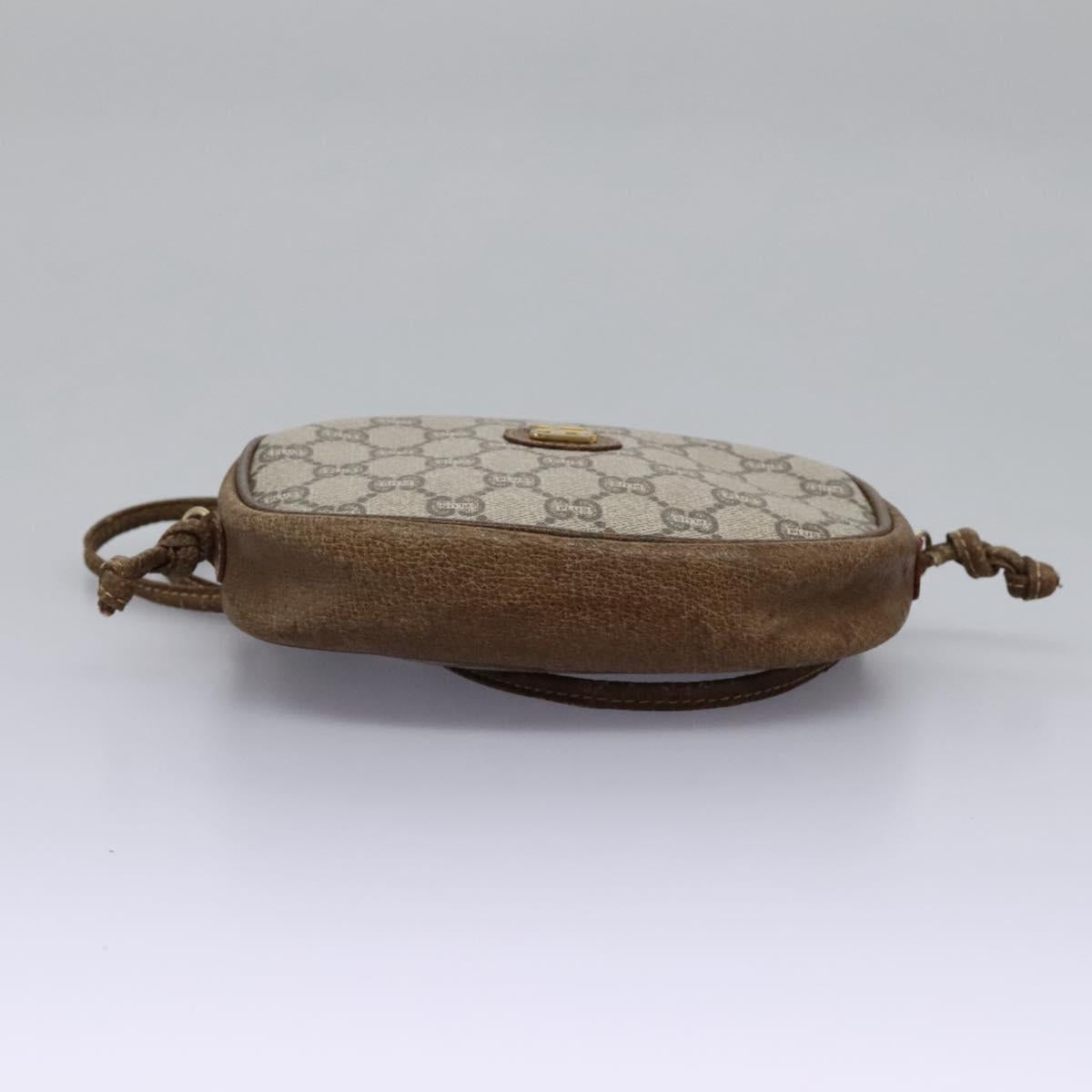 GUCCI GG Plus Supreme Shoulder Bag PVC Leather Beige Auth ep7396
