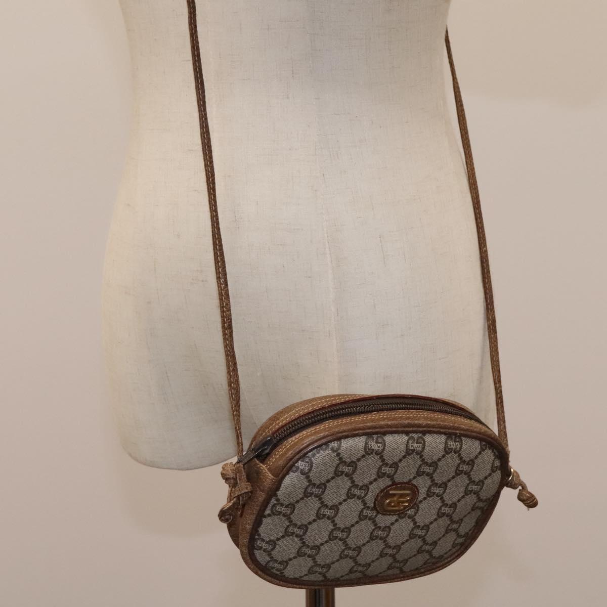 GUCCI GG Plus Supreme Shoulder Bag PVC Leather Beige Auth ep7396